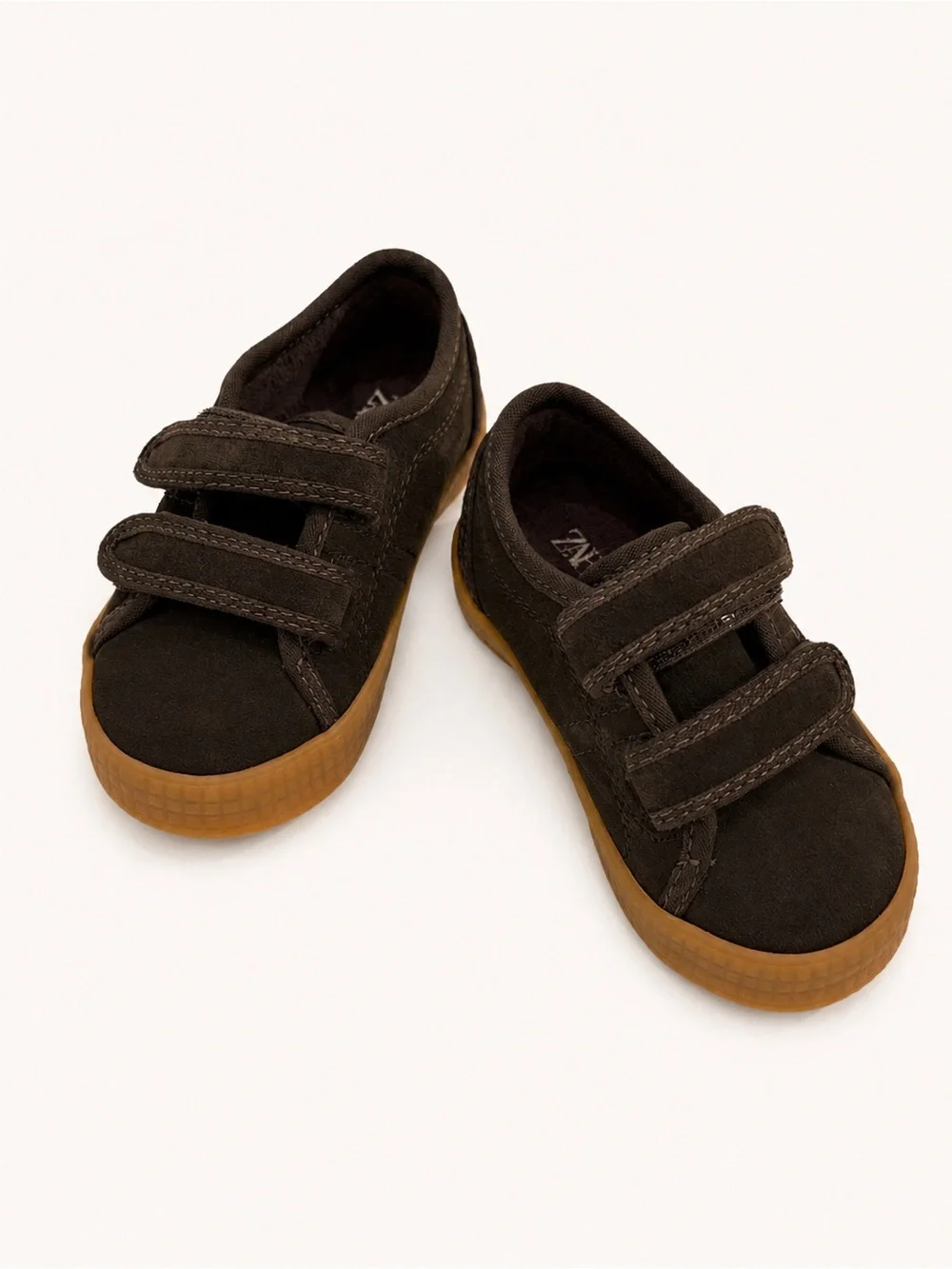 ZARA Baby Kids Gray Suede Double Velcro Sneakers EU 21